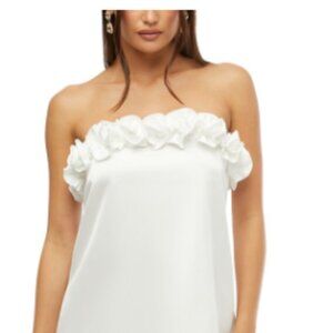 WeWoreWhat Strapless A-line Rose Mini Dress | White